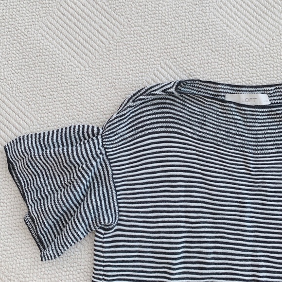 LOFT Striped Ruffle Short Sleeve Top - Picture 3 of 8